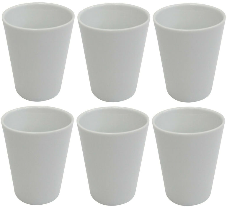 Invotis Set of 6 Gloss Glazed Stoneware Large Mug Beakers 350ml Stackcable White