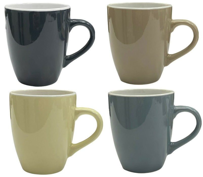 Set of 4 Large Coffee Mugs Multi Coloured Stoneware Tea Cup Cappuccino Mug 340ml