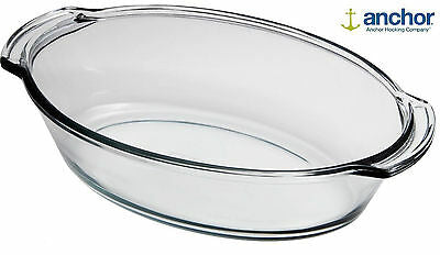 Anchor Hocking 4 Litre Very Large Deep Glass Oval Oven Roasting Dish Baking Dish
