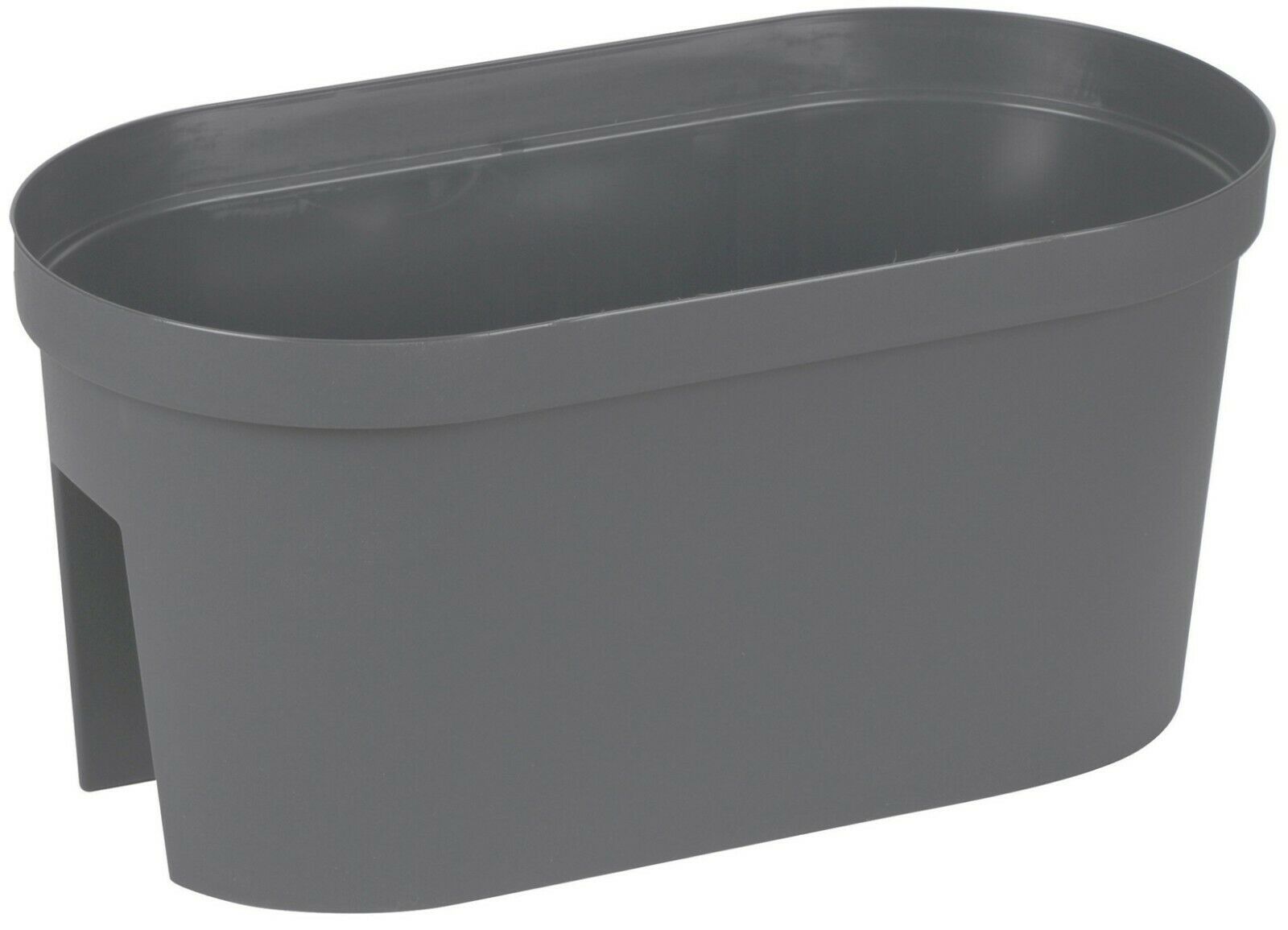 Grey Plastic Fence Planters Large Flower Pots 50cm 15 Litres Planter