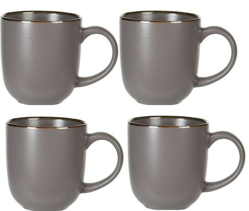 Set Of 4 Large Coffee Mugs Grey Stoneware Soup Cup Cappuccino Mug Set 330ml