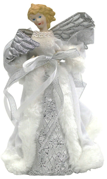 Cheerful Bargains Angel Tree Topper | Silver & White Tree Ornaments, 21cm/8.27"