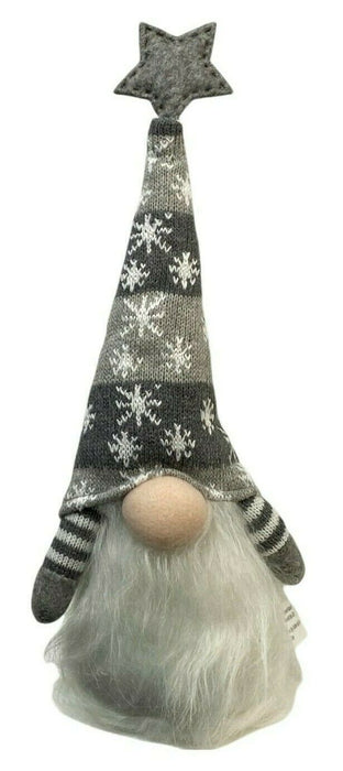 Christmas Gonk Decoration Grey & White Xmas Faceless Sitting Gnome Ornament 35cm