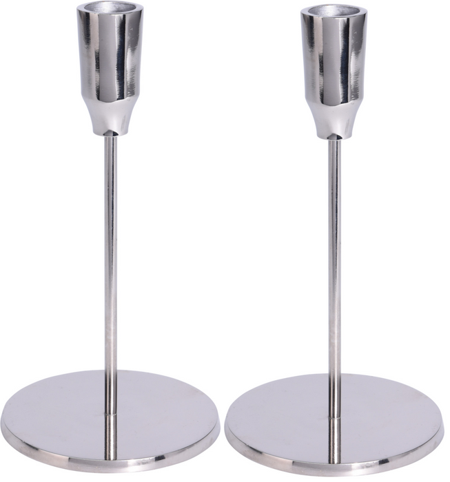 19cm Tall Silver Candlesticks Candle Holder Elegant Design Set Of 2 Wide Base