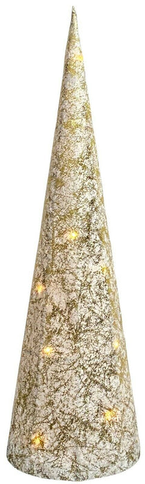 LARGE LED Christmas Cone Gold Light Up Fantasy Cone Festive Home Ornament