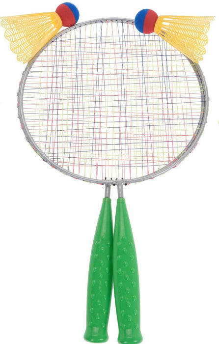 Green Badminton Set Of 2 Rackets & 2 Shuttlecocks Large Bats