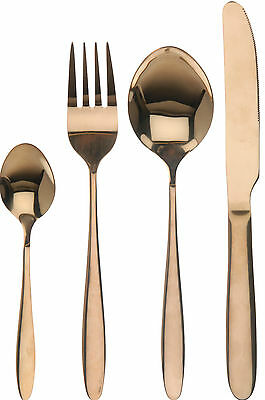 16 Piece Stainless Steel Cutlery Set Gold Bronze Dishwasher safe