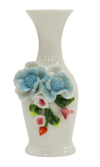 14cm Ceramic Bud Vase Colourful 3D Flower Decoration Thin Bottle Neck Ornament