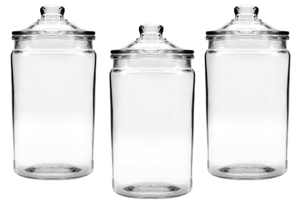 Anchor Hocking Set Of 3 Small Glass Jars w Lid 473ml Heritage Hill Storage Jars