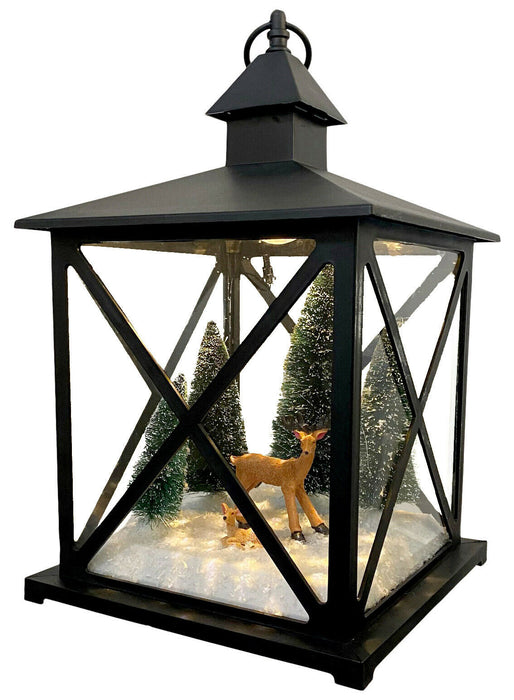 Christmas LED Lantern Light Up Festive Winter Deer Scene Large Xmas Ornament
