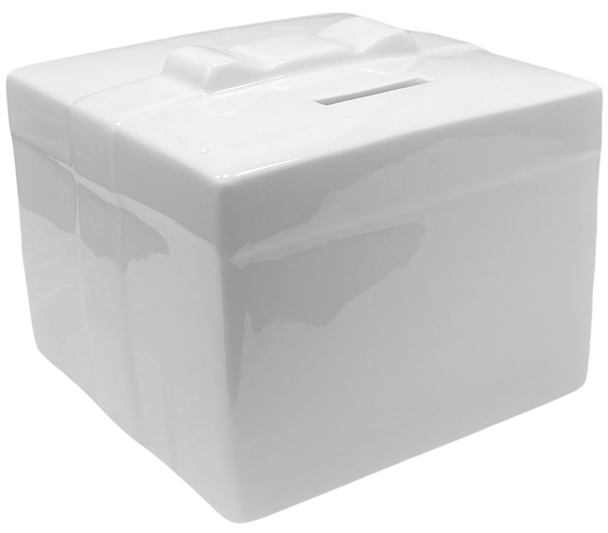 Set Of 4 Customisable Money Box Gift Box Shaped White Porcelain Piggy