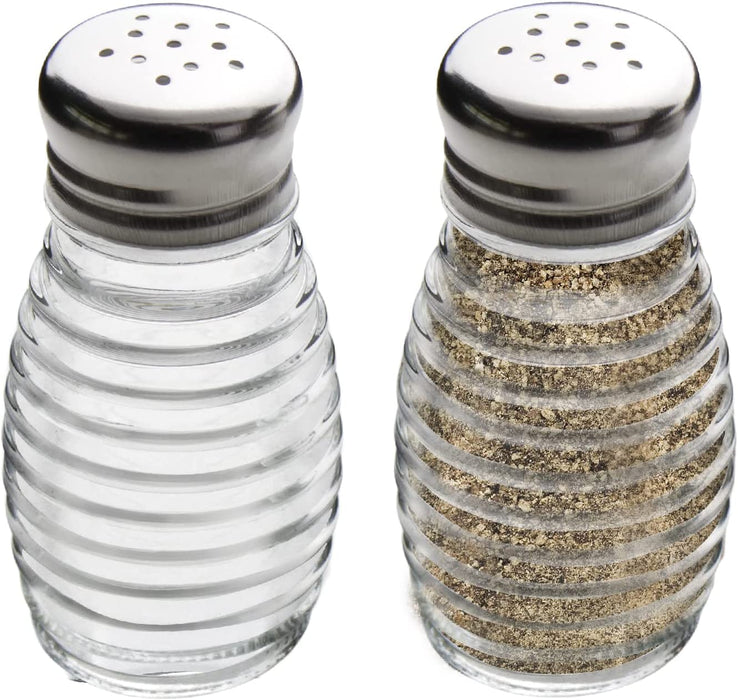 Salt and Pepper Shakers Ribbed Glass Shakers Restaurant Dispensers Pack of 12