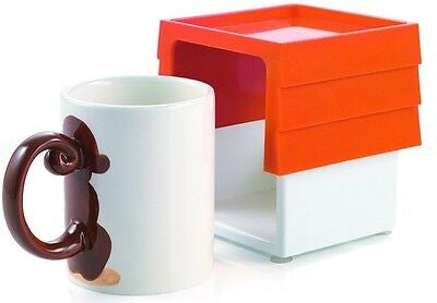 Set of 4 Monkey Coffee Mugs With Mug Holder Gift Box Stops Spilling and Leakage