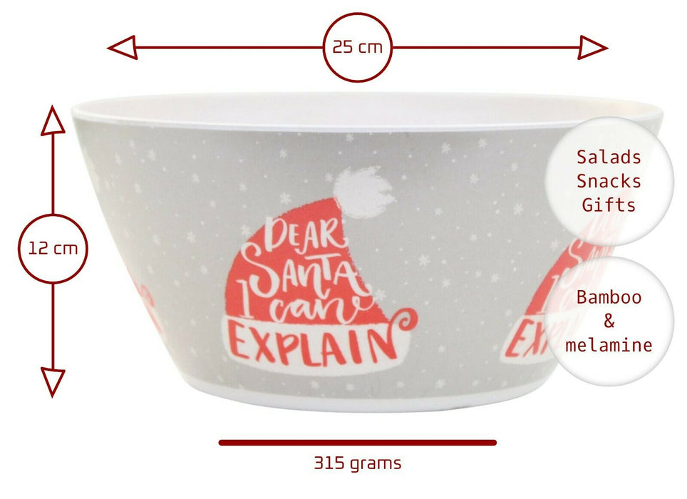 Christmas Serving Bowl - Big Deep Dish For Salad Snack Popcorn Dinner Table