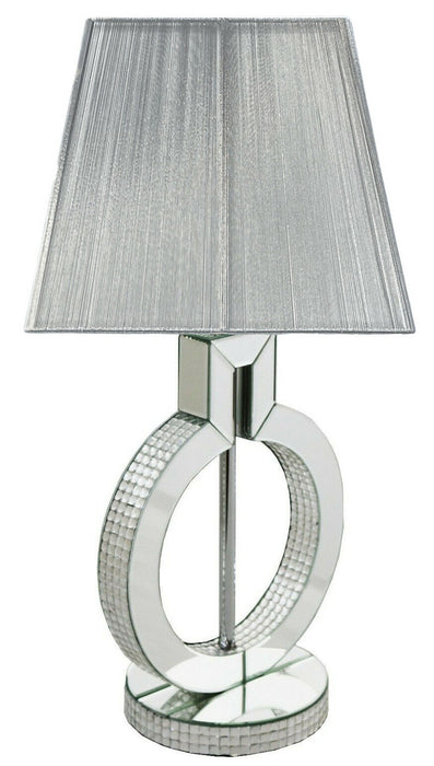 Chic Table Lamp Modern Home Bedroom Lamp 3D Design Mirrored Base & Silver Shade