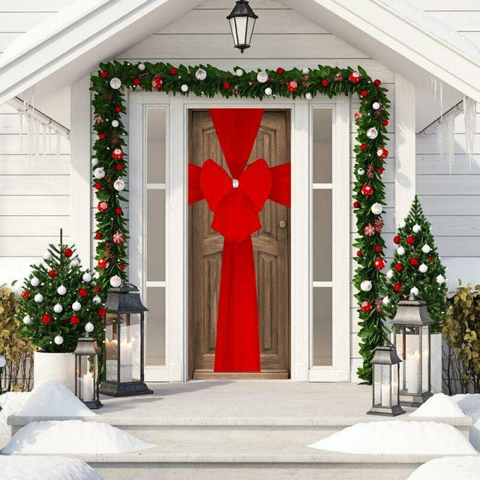 Large Red Christmas Door Bow Deluxe Festive Xmas Decoration Double Wrap Ribbon
