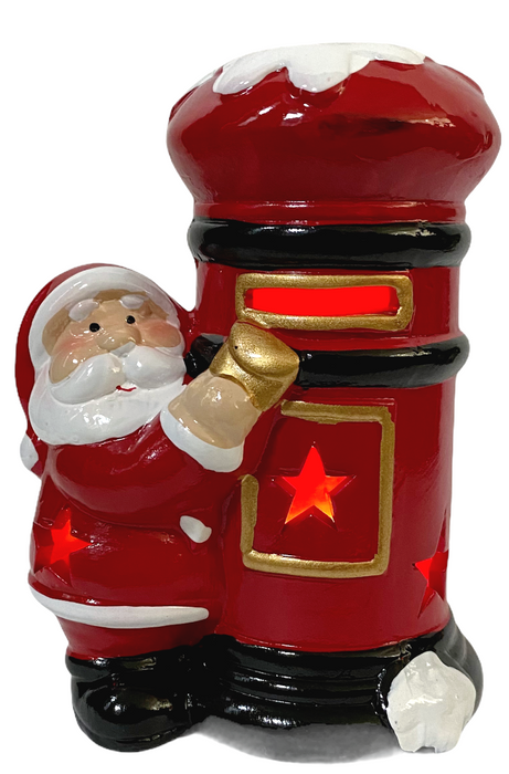 LED Light Up Christmas Ornament Santa By Post-Box Figurine Festive Xmas Scene