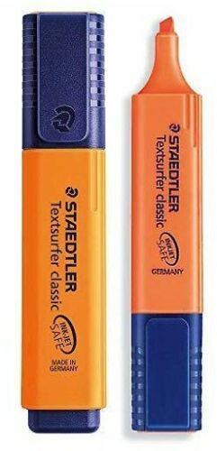 10 x STAEDTLER Highlighter Pen Chisel Tip Fluorescent Markers Felt Pastel Orange