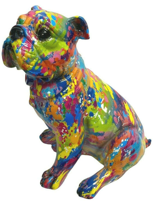 Splash Art Bulldog Ornament Multicoloured Resin Dog Figurine Modern Art Design