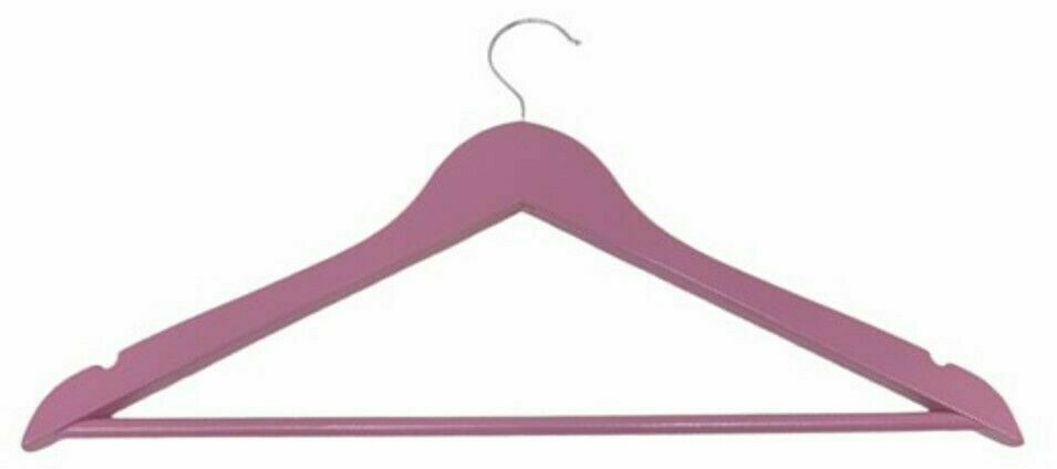 Set of 30 Pink Wooden Clothes Hangers Skirt Trouser Coat Hangers