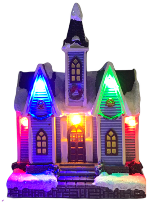 LED Lightup Christmas Ornament Mini Festive Building Winter Xmas Scene 15cm