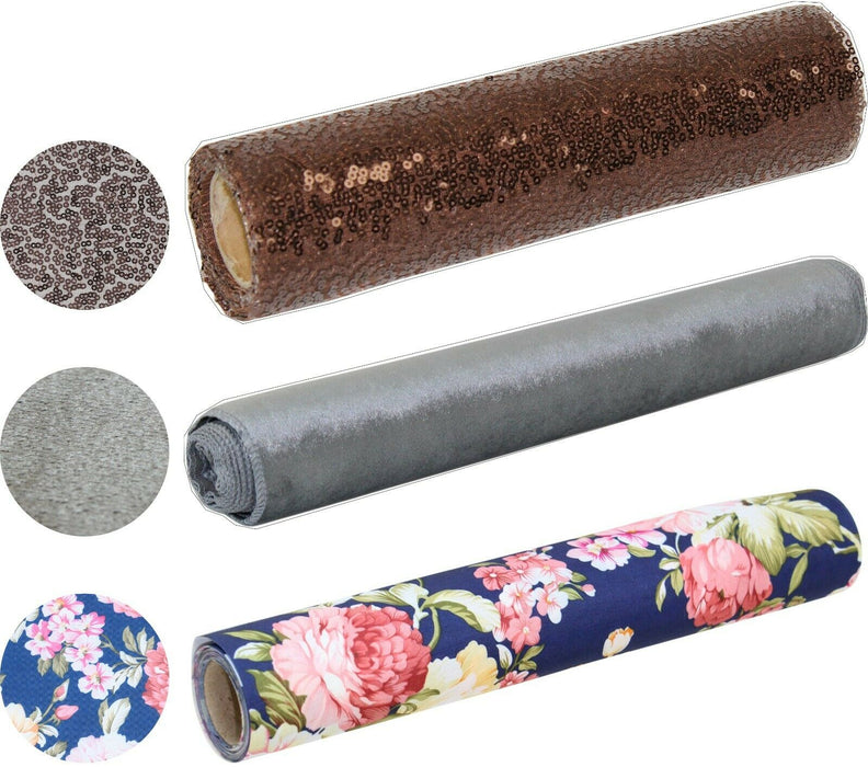 Table Runner Wedding Decor - Silver Brown Floral Fabric Roll For Dinner Party