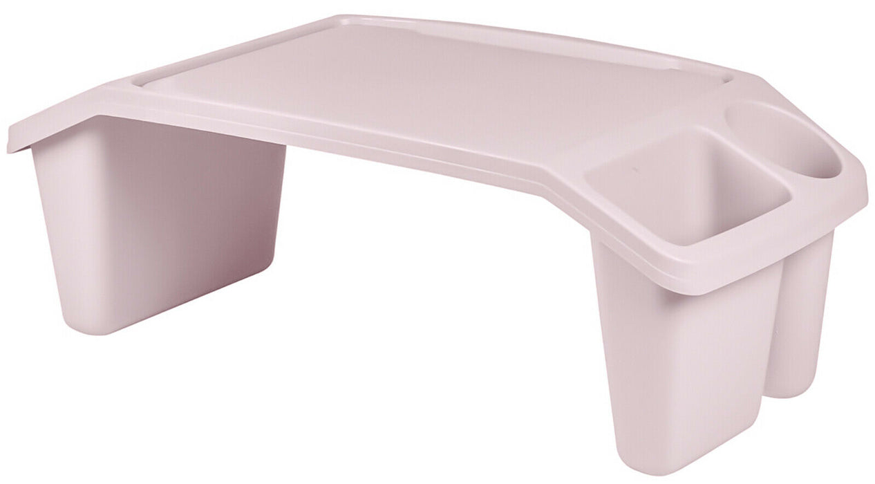 Plastic Bed Tray Table With 3 Compartments Pink Laptop Sofa Tray For Home Work