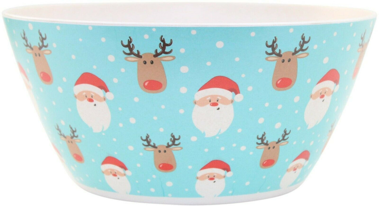 Christmas Serving Bowl - Big Deep Dish For Salad Snack Popcorn Dinner Table