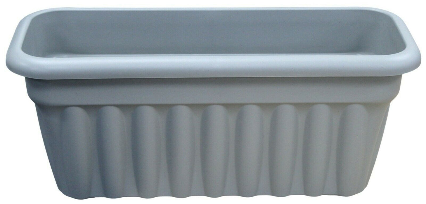 Rammento 60cm Long Flower Pot Grey Plastic Trough Planter Rippled | 37L Capacity
