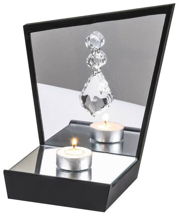 Mirrored Tealight Candle Holder With Crystal Detail 20cm Tea Light Candle Stand