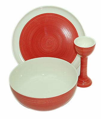 Sagaform Red & White Modern Breakfast Cereal Soup bowl Matching Plate & Egg Cup