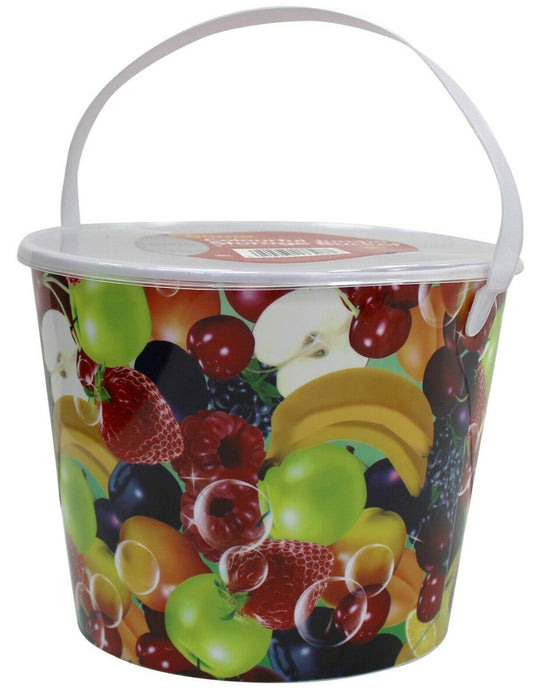 4 x Bright Coloured Fruit Designed Storage Buckets For Dry Food & Pet Food 4 Ltr