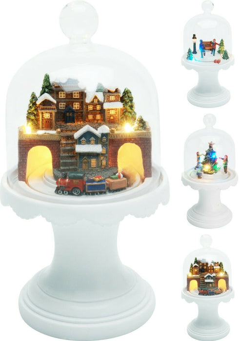 Christmas Decoration Scene - LED Illuminated Glass Dome Centerpiece Ornament