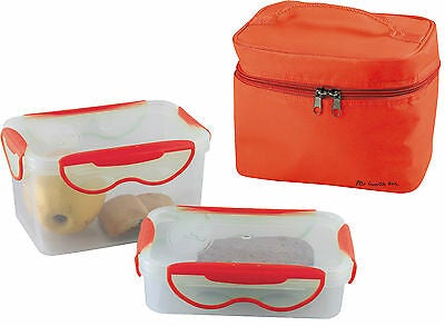 Orange Insulated Lunch Bag with 2 Airtight Food Storage Containers