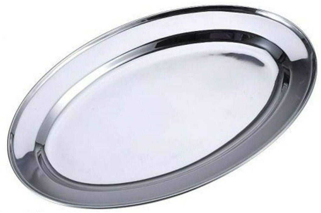 40cm Oval Serving Tray Stainless Steel Dish Large Party Platter Serving Platter