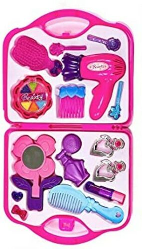 Girls Beauty Set - Play Hair Kit Kids Vanity Set with Blow-dryer Mirror Brush