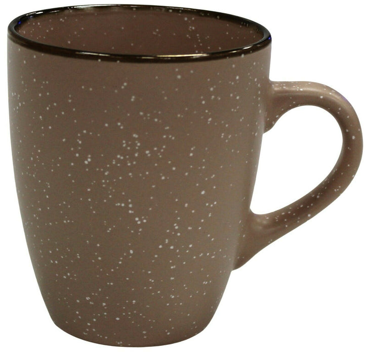 Set Of 4 Large Coffee Mugs 350ml Speckled Brown Stoneware Soup Latte Mug