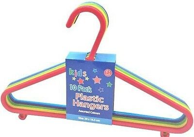 Pack of 10 Child Friendly Plastic Multi Coloured Hangers With Hooks