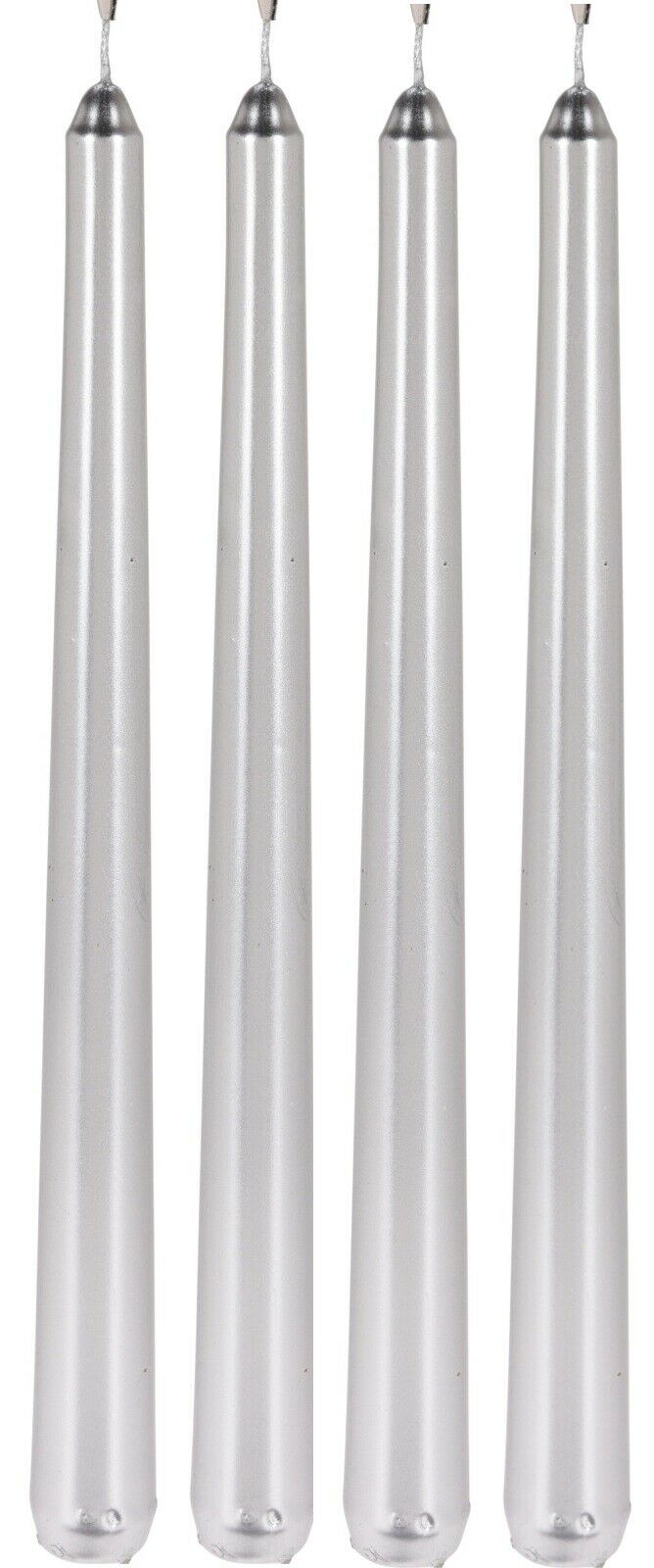Set of 12 x 25cm Tall Silver Taper Candles Dinner Candles Extra Long