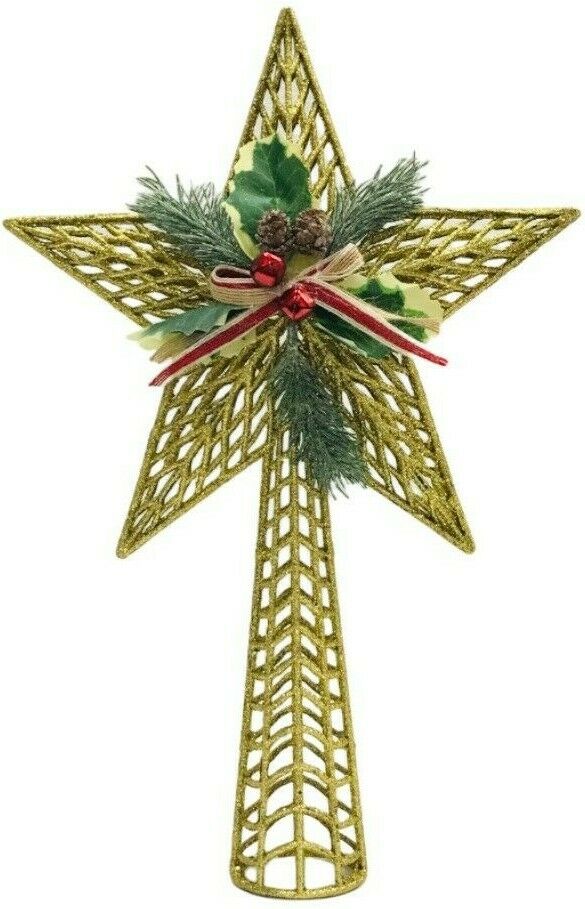 Cheerful Bargains Christmas Tree Top Ornament Gold Tree Topper Star