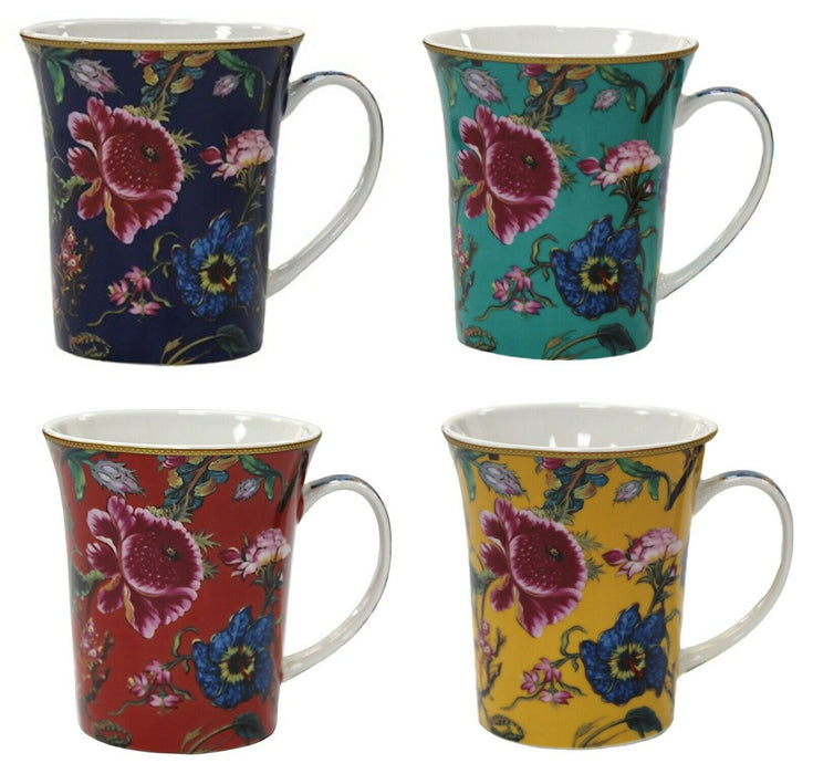 Leonardo Collection Fine China Mug Set Coffee Floral Design Mugs 300ml Set of 4