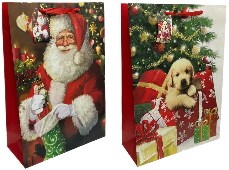 Large Christmas Gift Bags Set of 6 Present Bags Festive Xmas Gifts & Handles