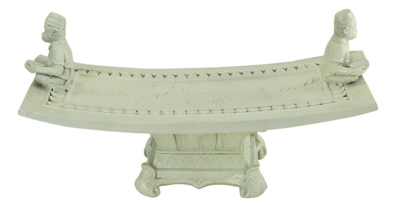 White Table Tray With Monkey - Modern Shelf Ornament Bowl Home Decor 18.5cm