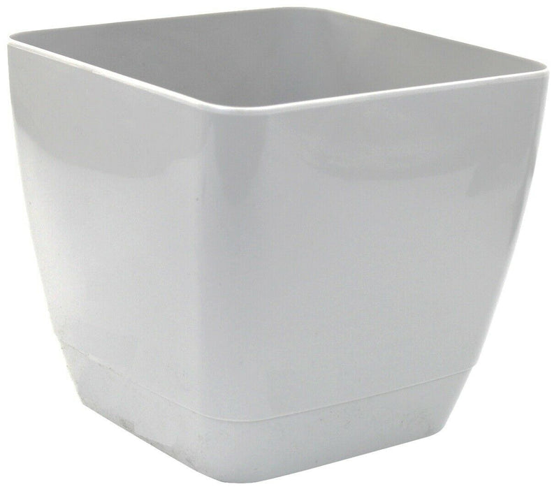 Set Of 4 Indoor / Outdoor Square Large Plant Pots 20cm Planters Grey