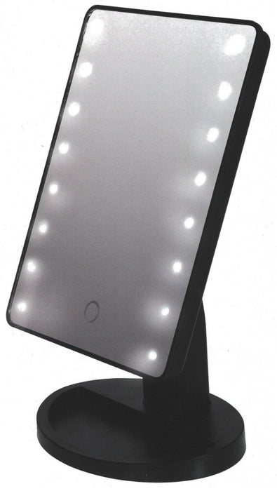 21cm Large Vanity Shaving Mirror With LED Light Battery Operated Tilts on Stand