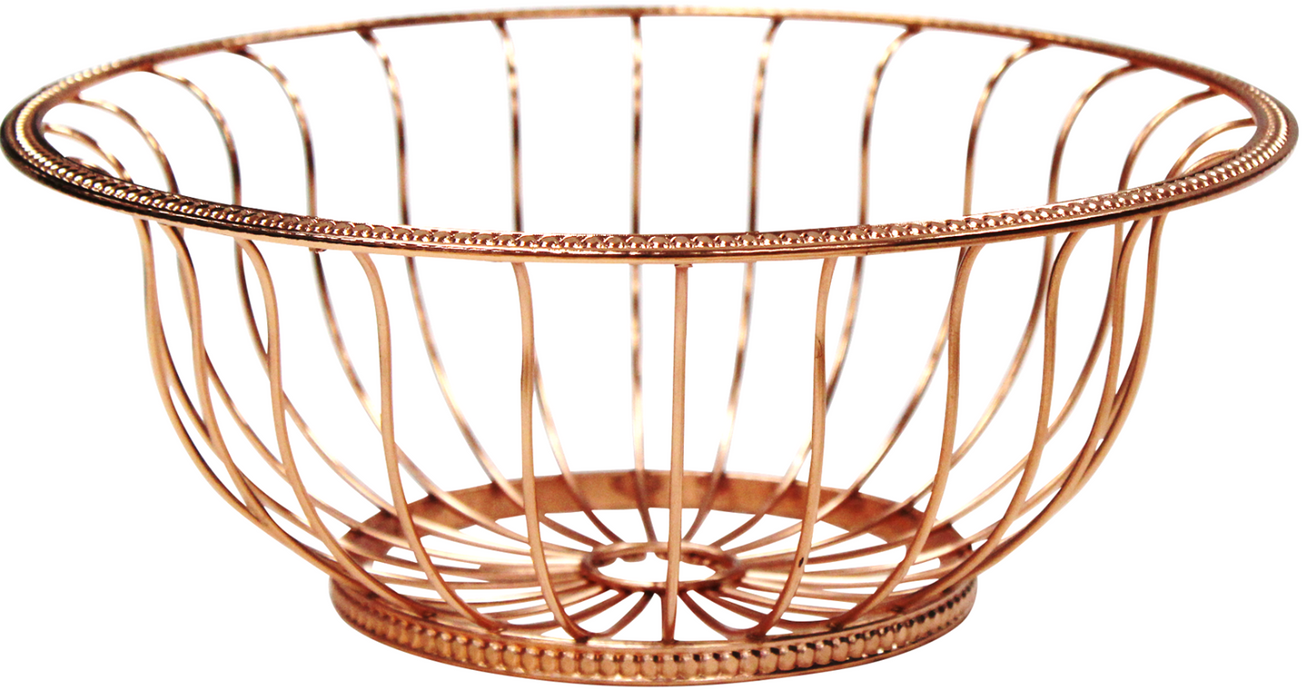26cm Round Copper Fruit Bowl Large Round Display Basket Centerpiece Bowl