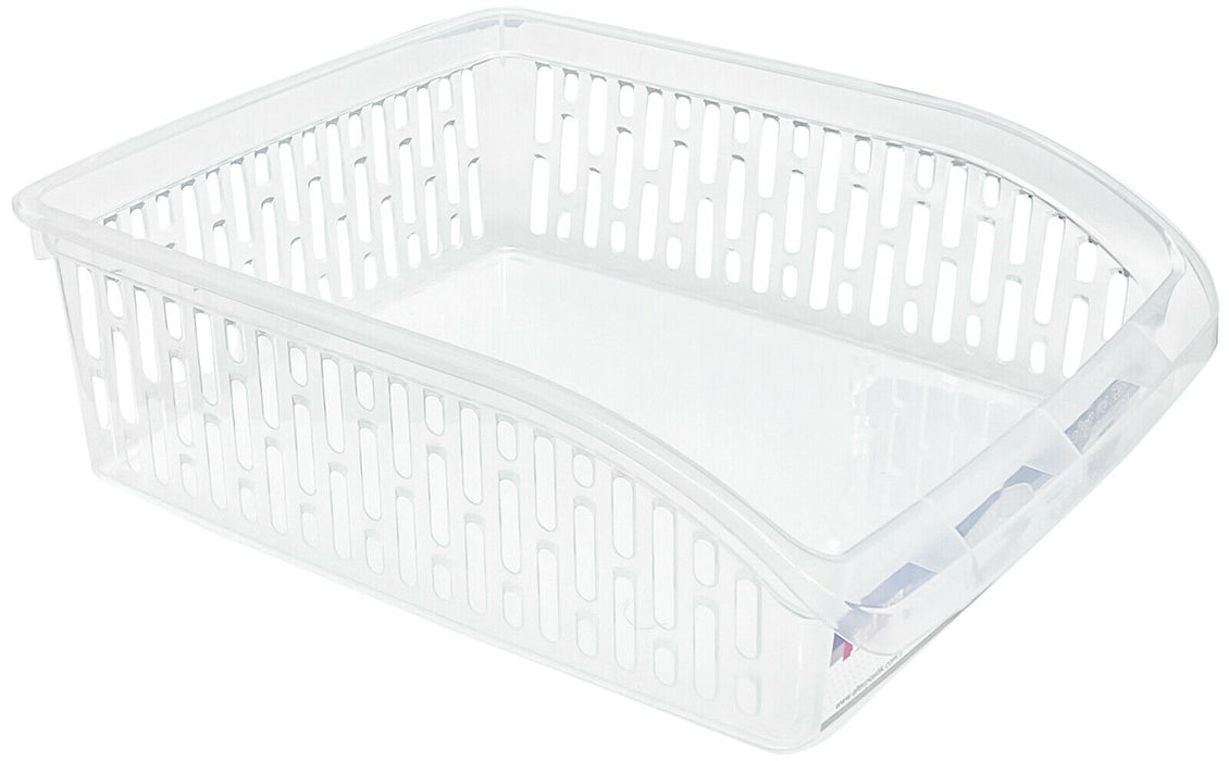 Set Of 4 Clear Storage Baskets Kitchen Cupboard Organizer Plastic Storage Tray