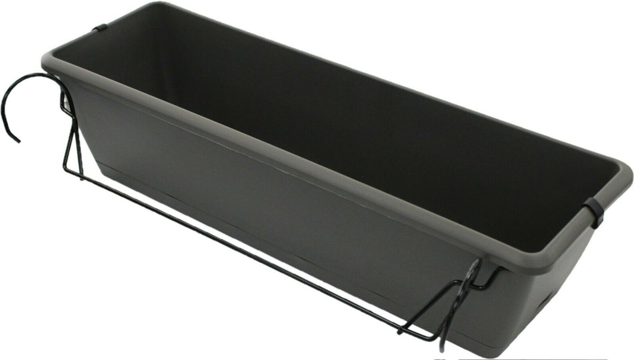 60cm Grey Fence Planter Outdoor Hanging Basket/Plant Pot with Water Reserve