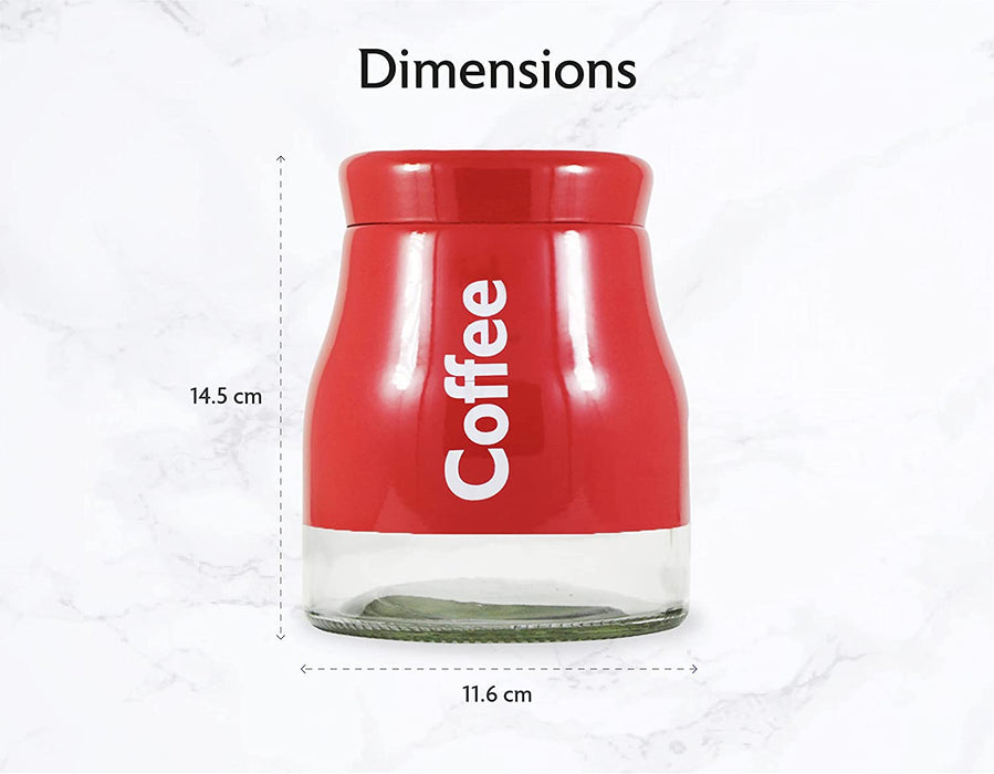 Set of 3 Red Glass Tea Coffee Sugar Canister Caddy Set Large 900ml