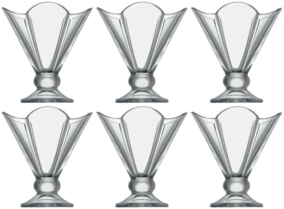 Set Of 6 Large Glass Ice Cream Cups Clear Glass Sundae Dessert Dishes 200ml